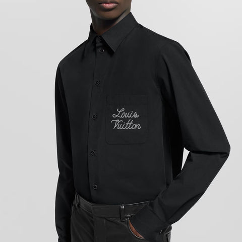 Luxury Embroidered Signature Long-Sleeve Shirt