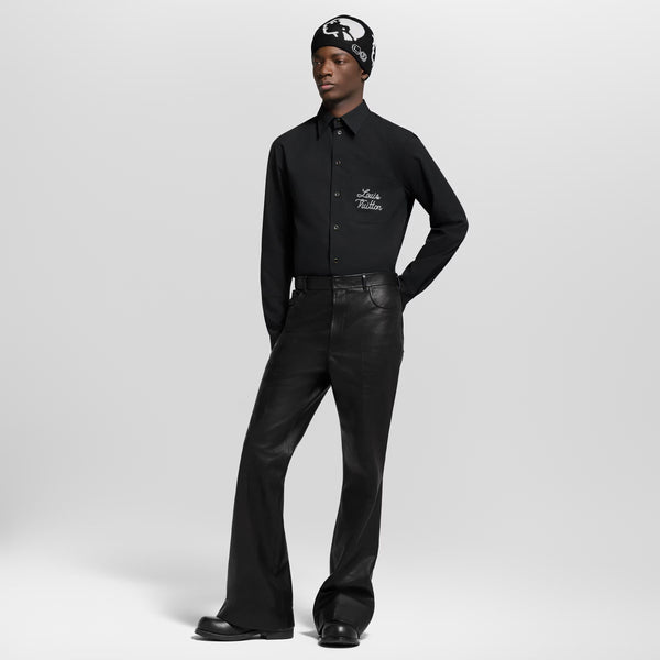 Luxury Embroidered Signature Long-Sleeve Shirt