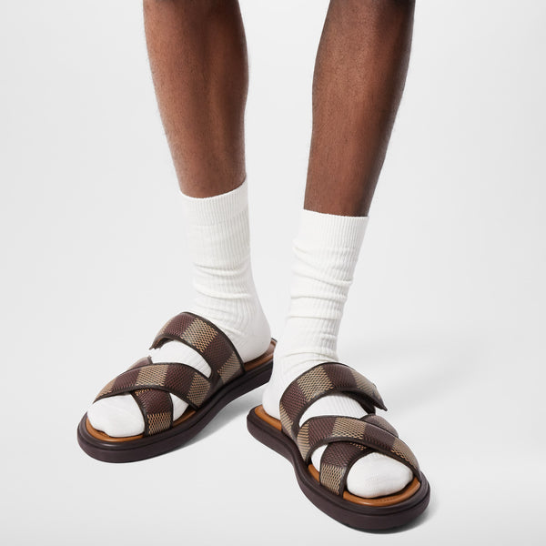 Premium Brown canvas Venice Mule Sandal