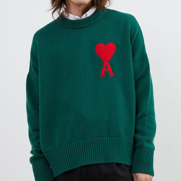 Premium Round Knit Heart Logo Sweater