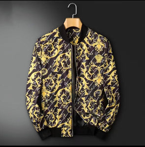 gold bomber jacket