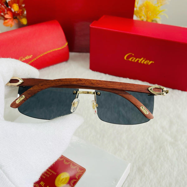 Men Latest Rim-Less Sunglasses With Wooden Arms