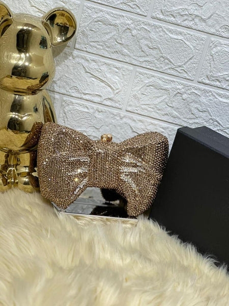 Latest Bowknot Rhinestone Crystal Clutch Bag