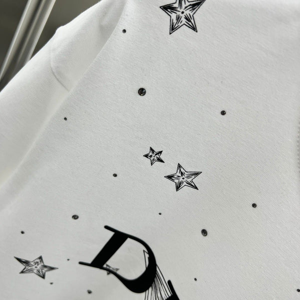 Cotton Drop Shoulder Tees With Logo Print