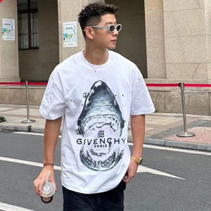 Men Latest Shark Pattern Drop Shoulder T-Shirt