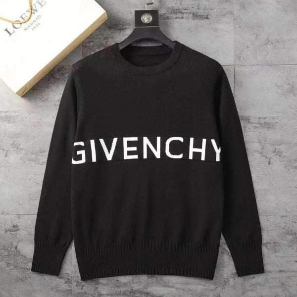 Branded Black Cotton Knit Pullover