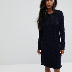 Premium Knitted Dress With Button Detail