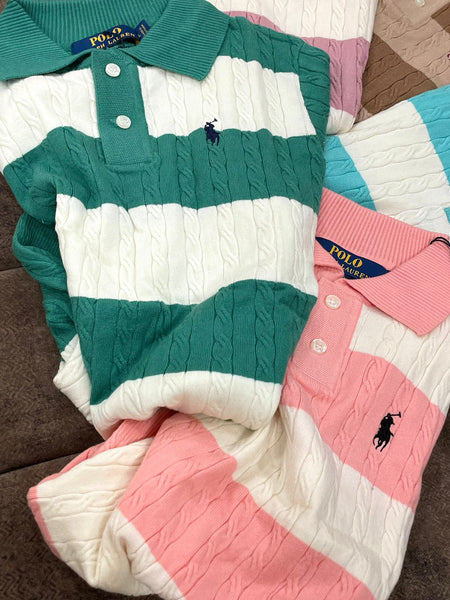 Latest Striped Cable Knit Cotton Shirt