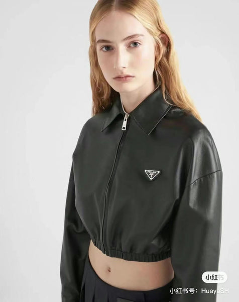 Black Branded Cropped Jacket For Women