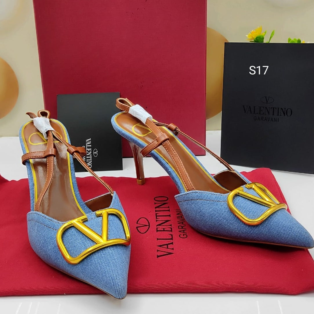 Blue Golden Initial Sandals For Women