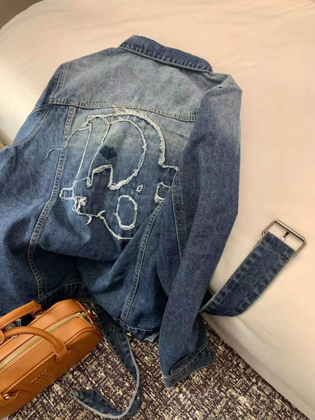 Women Latest Denim Jacket With Belt