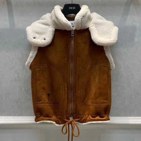 Vintage Suede Lamb Hooded Jacket