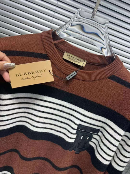 Women Logo Embroidery Striped Pattern Pullover