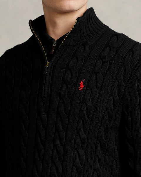 Luxury Imported Cable-Knit  Quarter-Zip Jumper