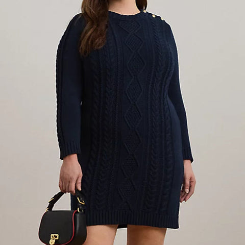 Premium Knitted Dress With Button Detail