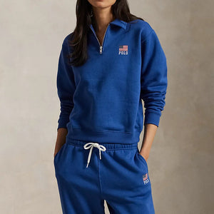 Imported Comfy Logo Flag Fleece Quarter-Zip Track Set