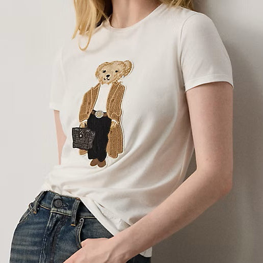 Cute Patched  Teddy Bear T-shirt  for Women Trendy & Cozy Collection