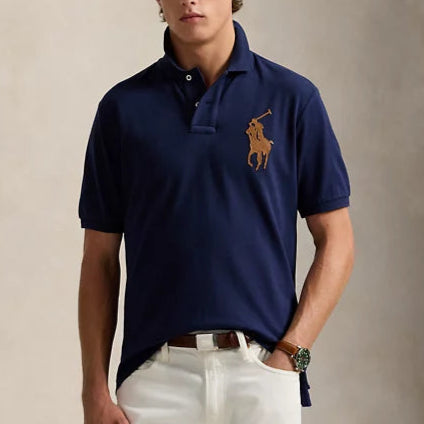 Luxury Regular Fit Leather- Mesh Polo Shirt