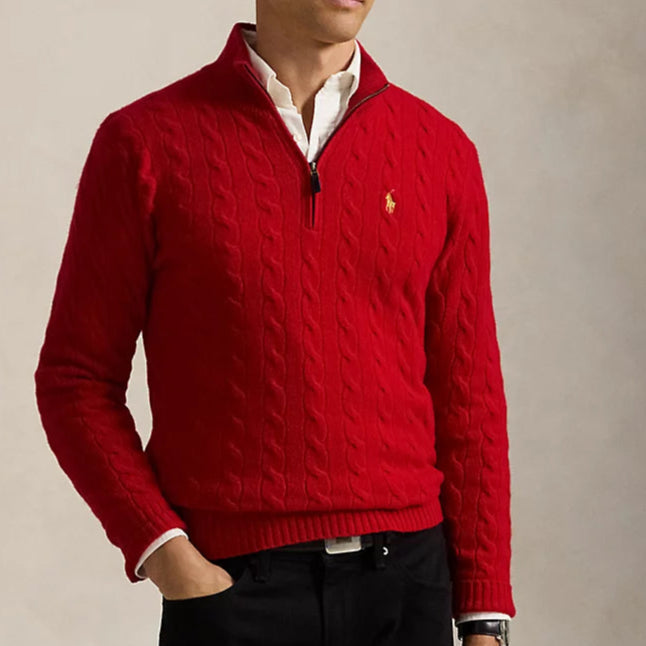 Men Luxury Cable-Knit Pullover