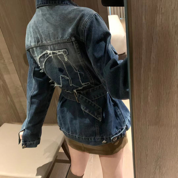 Women Latest Denim Jacket With Belt