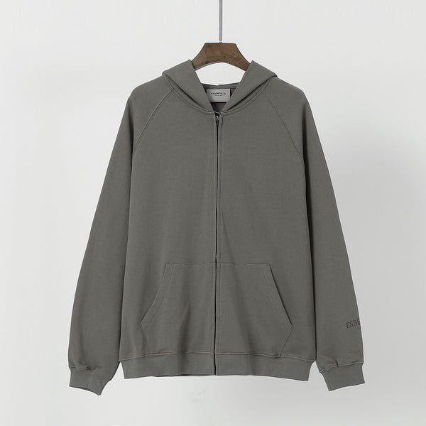 Latest Zip-Fastening Logo-Patched Grey Hoodie