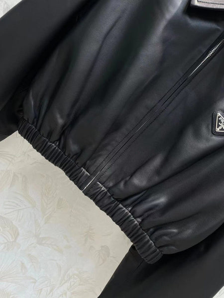Black Branded Cropped Jacket For Women