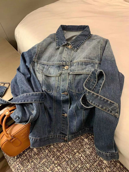 Women Latest Denim Jacket With Belt