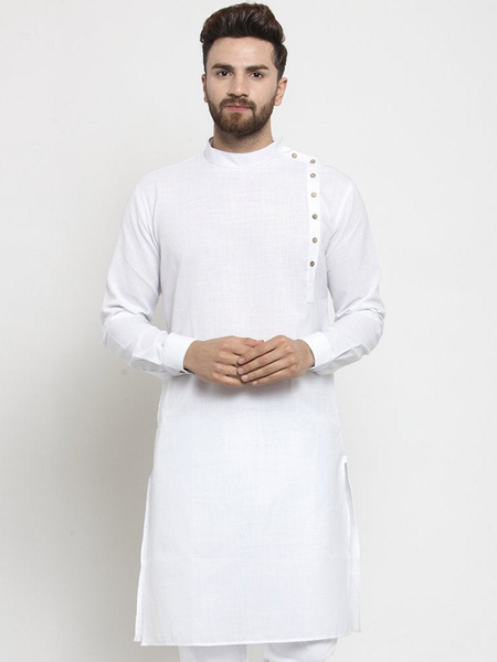 Designer White Linen Kurta For Men By Treemoda