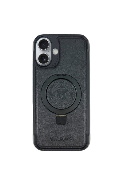 Santa Barbara Primo Series Magnetic Ring Kickstand Leather Case for iPhone 16 Series