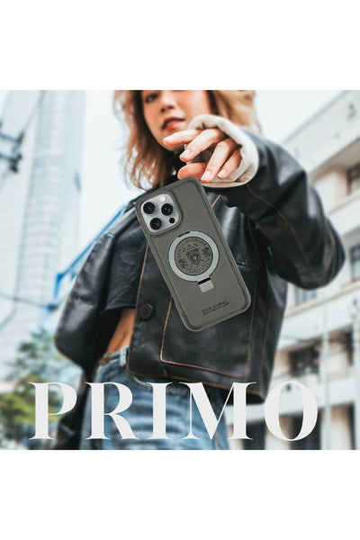 Santa Barbara Primo Series Magnetic Ring Kickstand Leather Case for iPhone 16 Series