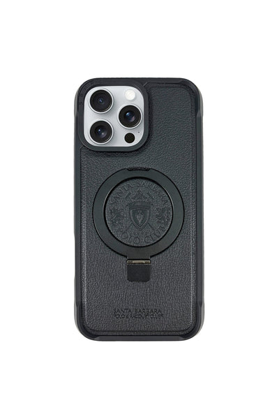 Santa Barbara Primo Series Magnetic Ring Kickstand Leather Case for iPhone 16 Series