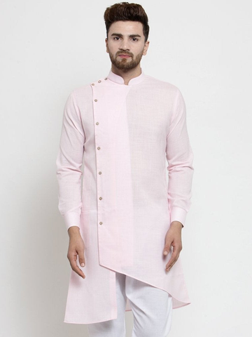 Designer Pink Linen Kurta  For Men By Treemoda
