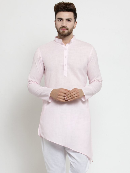 Designer Pink Linen Kurta  For Men By Treemoda