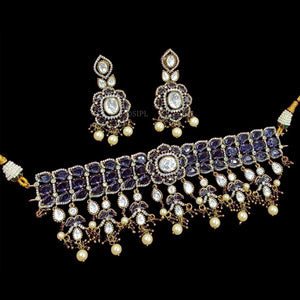 Beautiful Designer Crystal  Kundan Pearl Choker Set