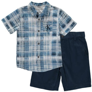 Premium Check Print Shirt & Shorts for Boys