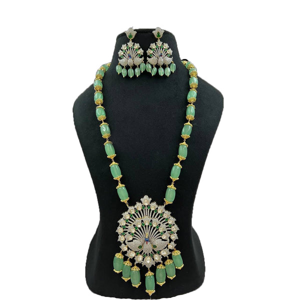 Iconic  Peacock Design Pendant Long Necklace with Earrings