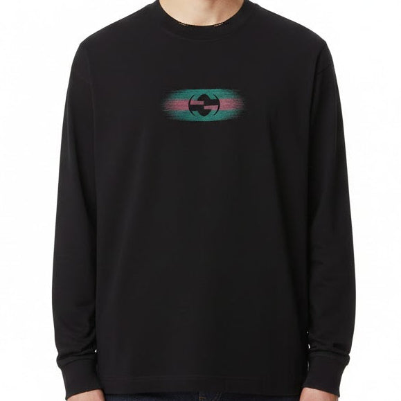 Premium Black GG Interlocking Logo Print Sweatshirt