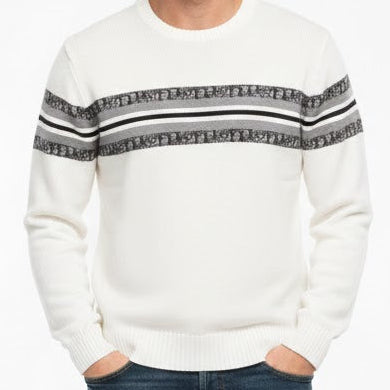 Exclusive Premium White Signature Stripe Knit Sweater