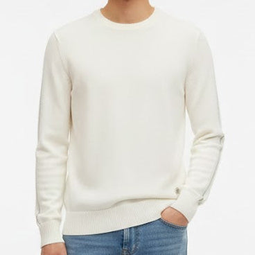 Classic Solid White Crew Neck Sweater Premium Winter Essential