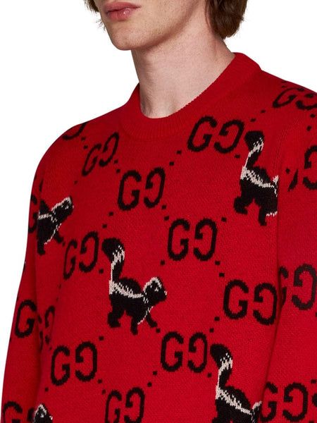 Luxury Branded Red GG Skunk Pullover