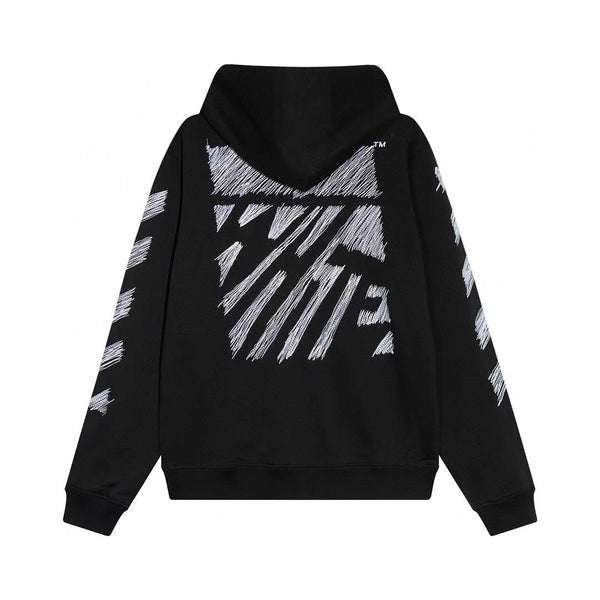 Latest Scribble Diag-Print Cotton Hoodie