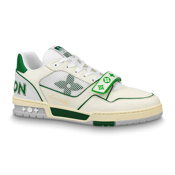 Logo Embossed Green Mesh Sneakers