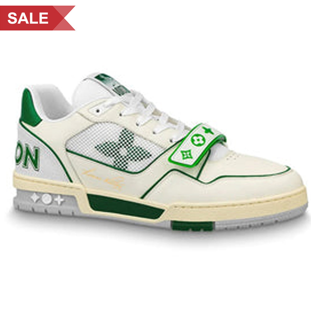 Logo Embossed Green Mesh Sneakers