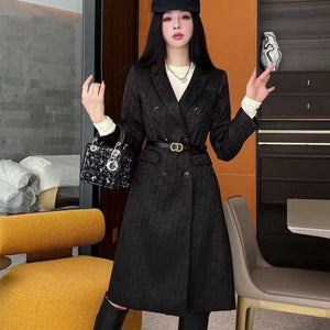 Women High-Quality All-Over Logo Pattern Coat