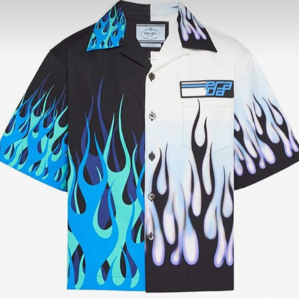 Latest Double Match Flames Print Shirt