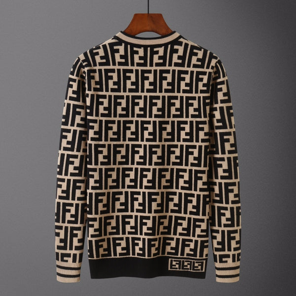 Luxurious FF Motif Brown Pullover For Men