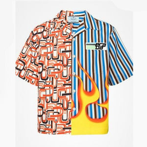 Exclusive Flame  Pattern Drop Shoulder Shirt