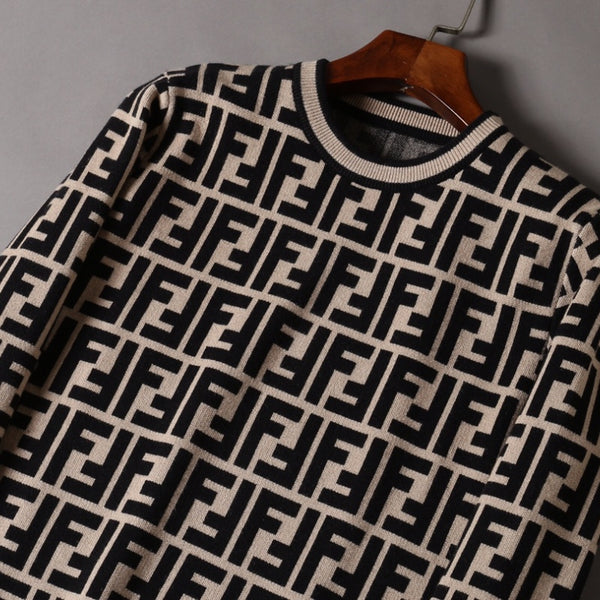 Luxurious FF Motif Brown Pullover For Men