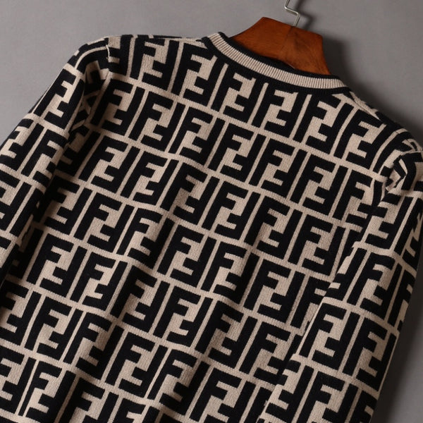 Luxurious FF Motif Brown Pullover For Men
