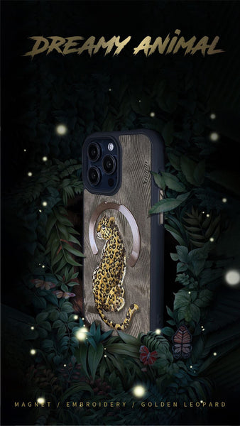 NIMMY 3D Embroidered Fantasy Animal Series Leather Magsafe Case For iPhone 15 Series